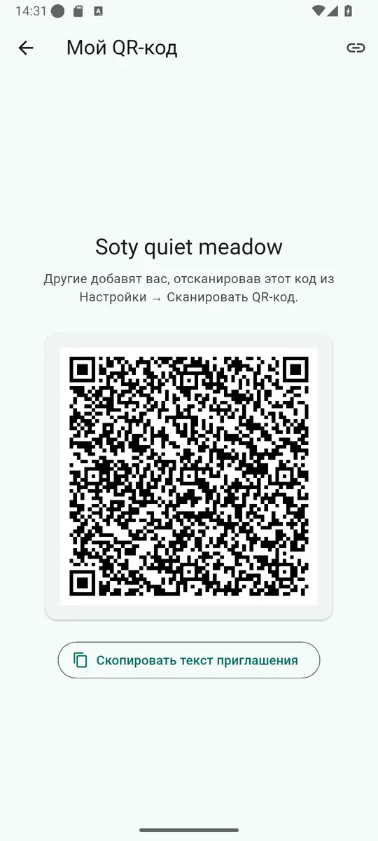 Экран «Мой QR-код» в Soty